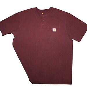 CARHARTT Henley Pocket T-Shirt Sz XL Original Fit Maroon Work Shirt Gorpcore Tee